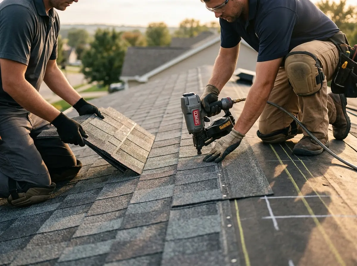 Professional roofer working on a residential roof in Bradfordville